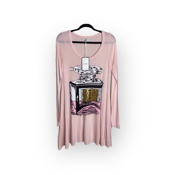 new Lauren Moshi ❤︎ Color Love Potion Bottle T Shirt Mini Dress ❤︎ Baby Pink ❤︎ - Picture 3 of 16